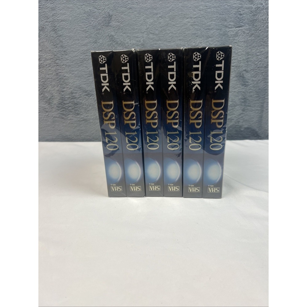 TDK T-120 Blank VHS Video Tape DBS HiFi Surround 6 Hrs DSP Lot Of 3 6 Total NEW!